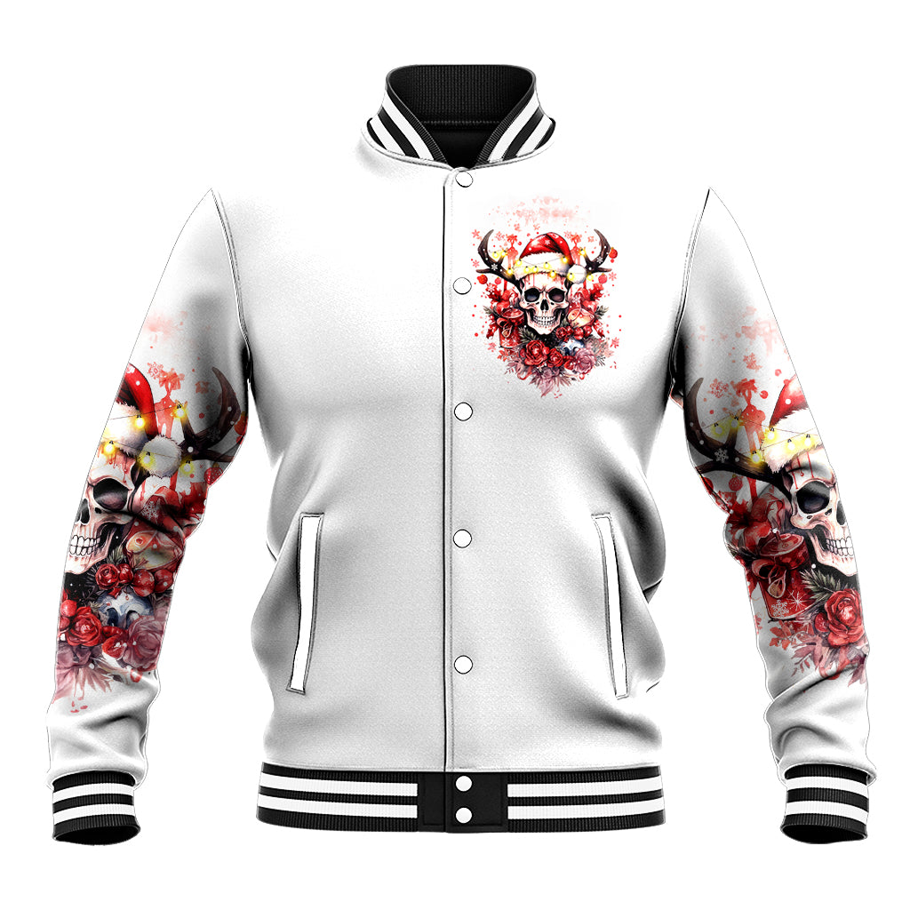 Skull Santa Claus Baseball Jacket I Heard Santa On The Roof So I Turned On Fireplace - Wonder Print Shop