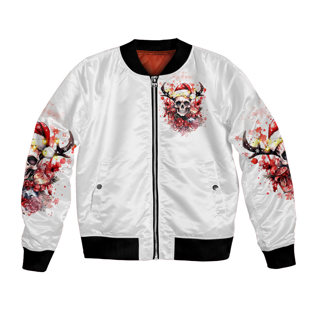 Skull Santa Claus Bomber Jacket I Heard Santa On The Roof So I Turned On Fireplace - Wonder Print Shop