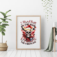 Skull Santa Claus Canvas Wall Art I Heard Santa On The Roof So I Turned On Fireplace - Wonder Print Shop