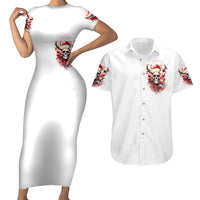 Skull Santa Claus Couples Matching Short Sleeve Bodycon Dress and Hawaiian Shirt I Heard Santa On The Roof So I Turned On Fireplace - Wonder Print Shop