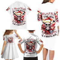 Skull Santa Claus Family Matching Long Sleeve Bodycon Dress and Hawaiian Shirt I Heard Santa On The Roof So I Turned On Fireplace - Wonder Print Shop