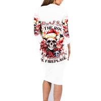 Skull Santa Claus Family Matching Long Sleeve Bodycon Dress and Hawaiian Shirt I Heard Santa On The Roof So I Turned On Fireplace - Wonder Print Shop