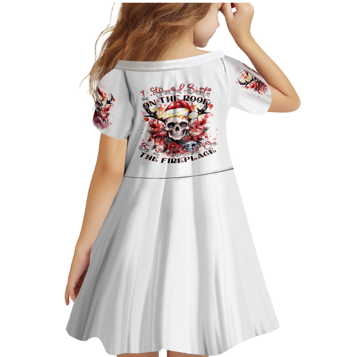 Skull Santa Claus Family Matching Mermaid Dress and Hawaiian Shirt I Heard Santa On The Roof So I Turned On Fireplace - Wonder Print Shop