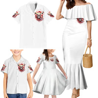 Skull Santa Claus Family Matching Mermaid Dress and Hawaiian Shirt I Heard Santa On The Roof So I Turned On Fireplace - Wonder Print Shop