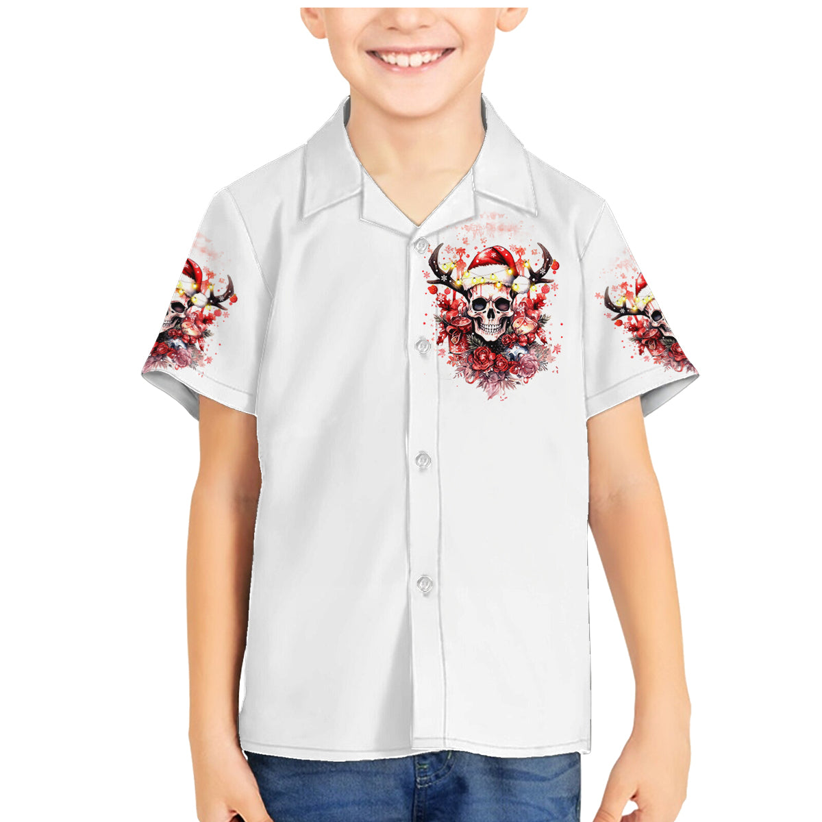 Skull Santa Claus Family Matching Mermaid Dress and Hawaiian Shirt I Heard Santa On The Roof So I Turned On Fireplace - Wonder Print Shop