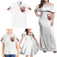 Skull Santa Claus Family Matching Off Shoulder Maxi Dress and Hawaiian Shirt I Heard Santa On The Roof So I Turned On Fireplace - Wonder Print Shop