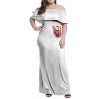 Skull Santa Claus Family Matching Off Shoulder Maxi Dress and Hawaiian Shirt I Heard Santa On The Roof So I Turned On Fireplace - Wonder Print Shop