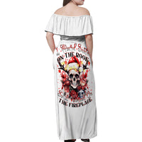 Skull Santa Claus Family Matching Off Shoulder Maxi Dress and Hawaiian Shirt I Heard Santa On The Roof So I Turned On Fireplace - Wonder Print Shop