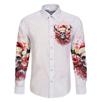 Skull Santa Claus Family Matching Short Sleeve Bodycon Dress and Hawaiian Shirt I Heard Santa On The Roof So I Turned On Fireplace - Wonder Print Shop