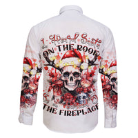 Skull Santa Claus Family Matching Short Sleeve Bodycon Dress and Hawaiian Shirt I Heard Santa On The Roof So I Turned On Fireplace - Wonder Print Shop