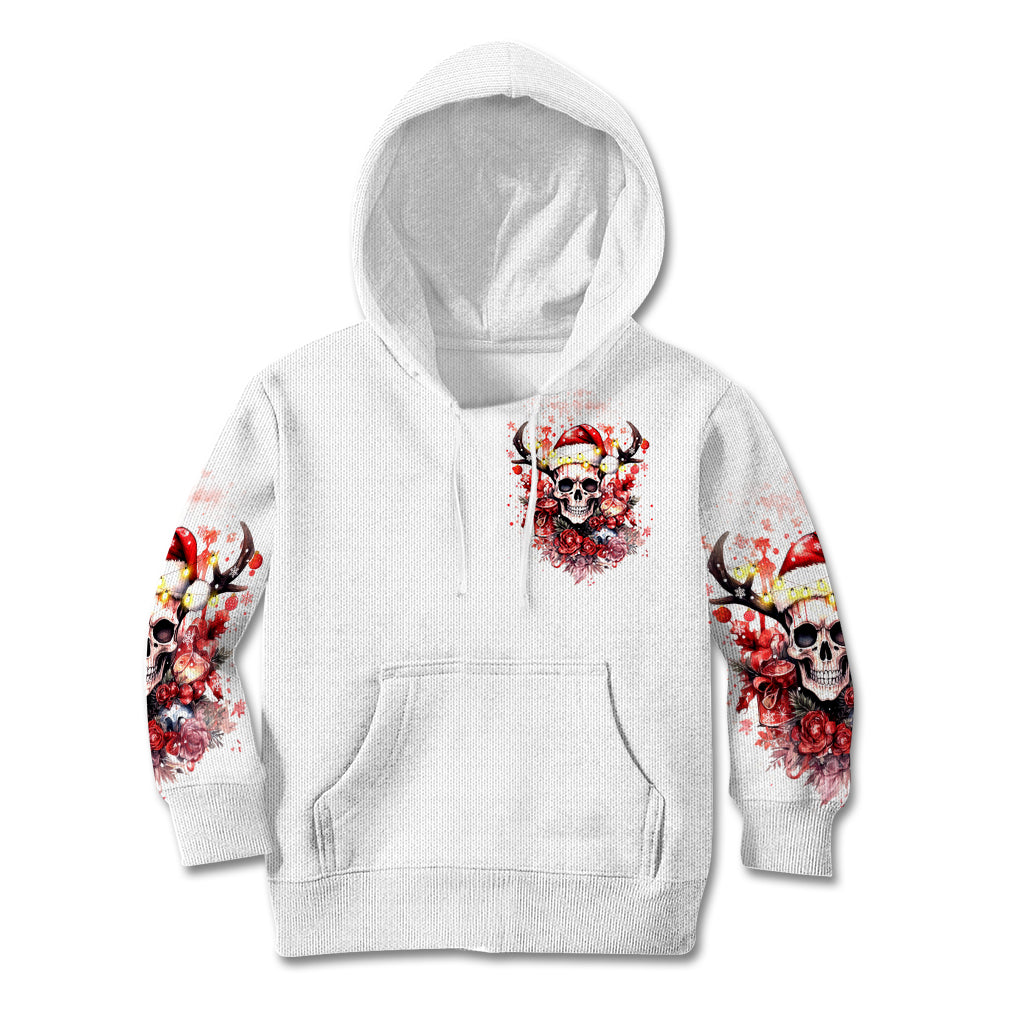 Skull Santa Claus Kid Hoodie I Heard Santa On The Roof So I Turned On Fireplace - Wonder Print Shop