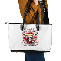 Skull Santa Claus Leather Tote Bag I Heard Santa On The Roof So I Turned On Fireplace - Wonder Print Shop