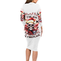 Skull Santa Claus Long Sleeve Bodycon Dress I Heard Santa On The Roof So I Turned On Fireplace - Wonder Print Shop