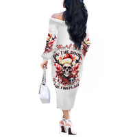 Skull Santa Claus Off The Shoulder Long Sleeve Dress I Heard Santa On The Roof So I Turned On Fireplace - Wonder Print Shop