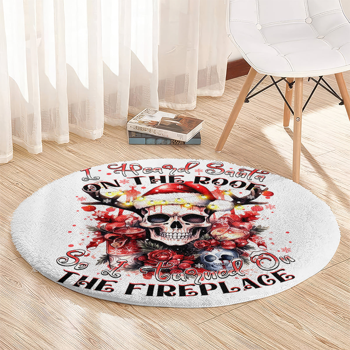 skull-santa-claus-round-carpet-i-heard-santa-on-the-roof-so-i-turned-on-fireplace