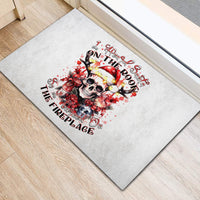 Skull Santa Claus Rubber Doormat I Heard Santa On The Roof So I Turned On Fireplace - Wonder Print Shop