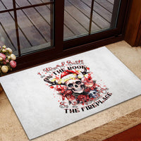 Skull Santa Claus Rubber Doormat I Heard Santa On The Roof So I Turned On Fireplace - Wonder Print Shop