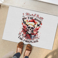 Skull Santa Claus Rubber Doormat I Heard Santa On The Roof So I Turned On Fireplace - Wonder Print Shop