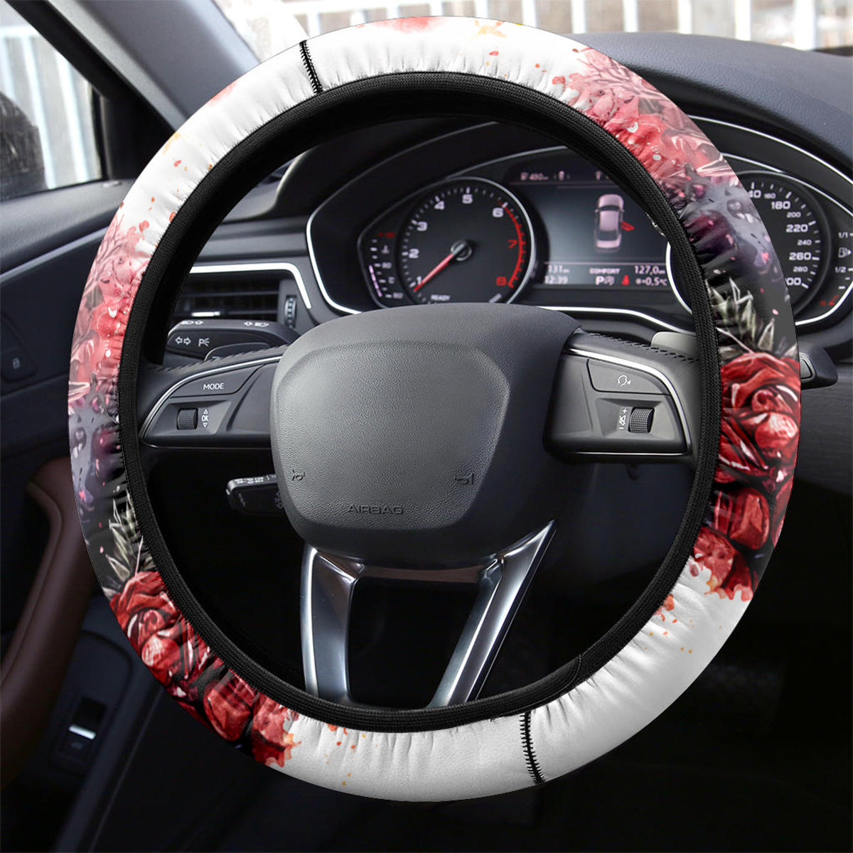 Skull Santa Claus Steering Wheel Cover I Heard Santa On The Roof So I Turned On Fireplace - Wonder Print Shop
