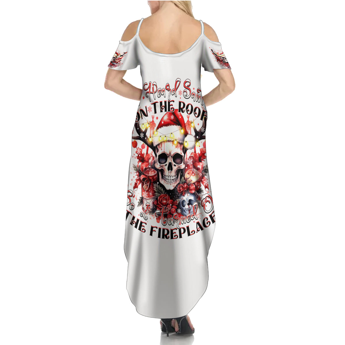Skull Santa Claus Summer Maxi Dress I Heard Santa On The Roof So I Turned On Fireplace - Wonder Print Shop