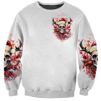 Skull Santa Claus Sweatshirt I Heard Santa On The Roof So I Turned On Fireplace - Wonder Print Shop