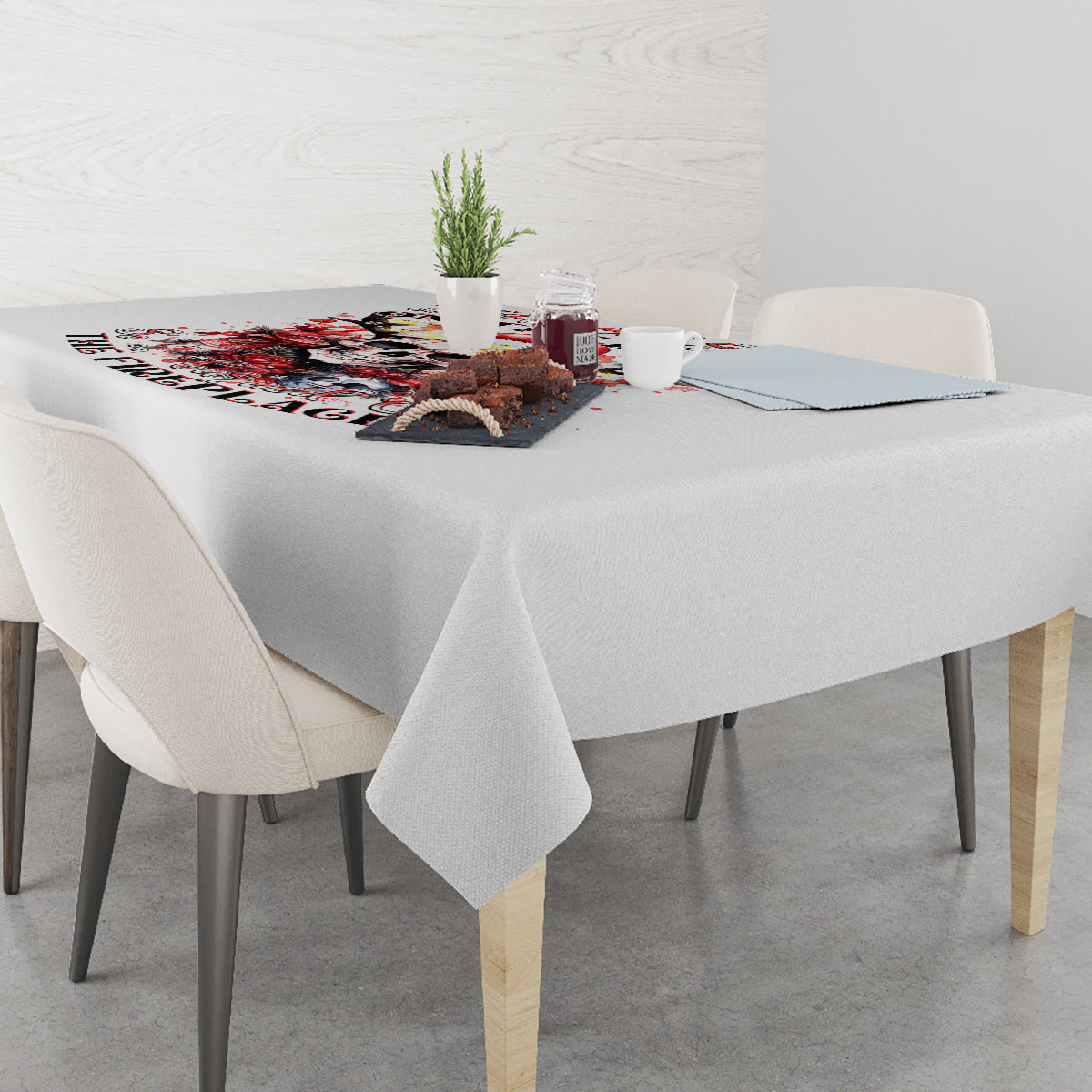 Skull Santa Claus Tablecloth I Heard Santa On The Roof So I Turned On Fireplace - Wonder Print Shop