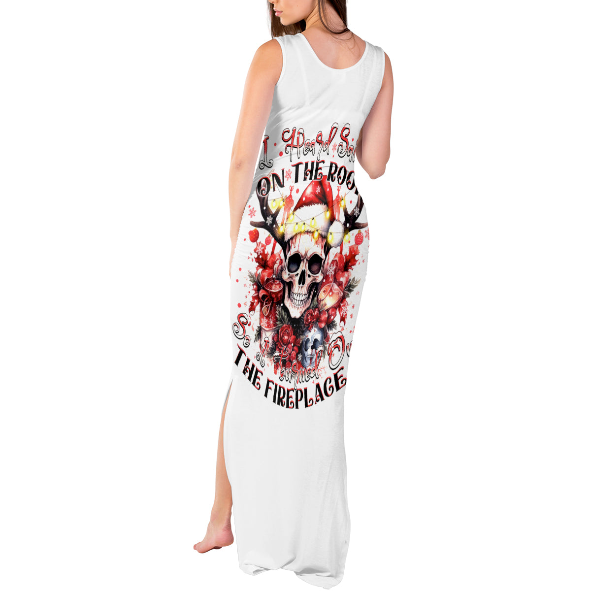 Skull Santa Claus Tank Maxi Dress I Heard Santa On The Roof So I Turned On Fireplace - Wonder Print Shop