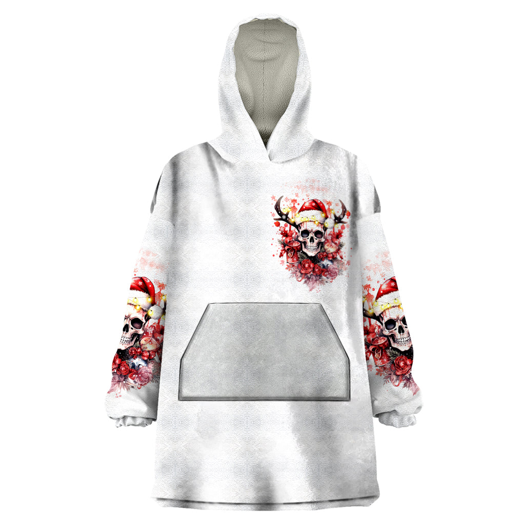 Skull Santa Claus Wearable Blanket Hoodie I Heard Santa On The Roof So I Turned On Fireplace - Wonder Print Shop