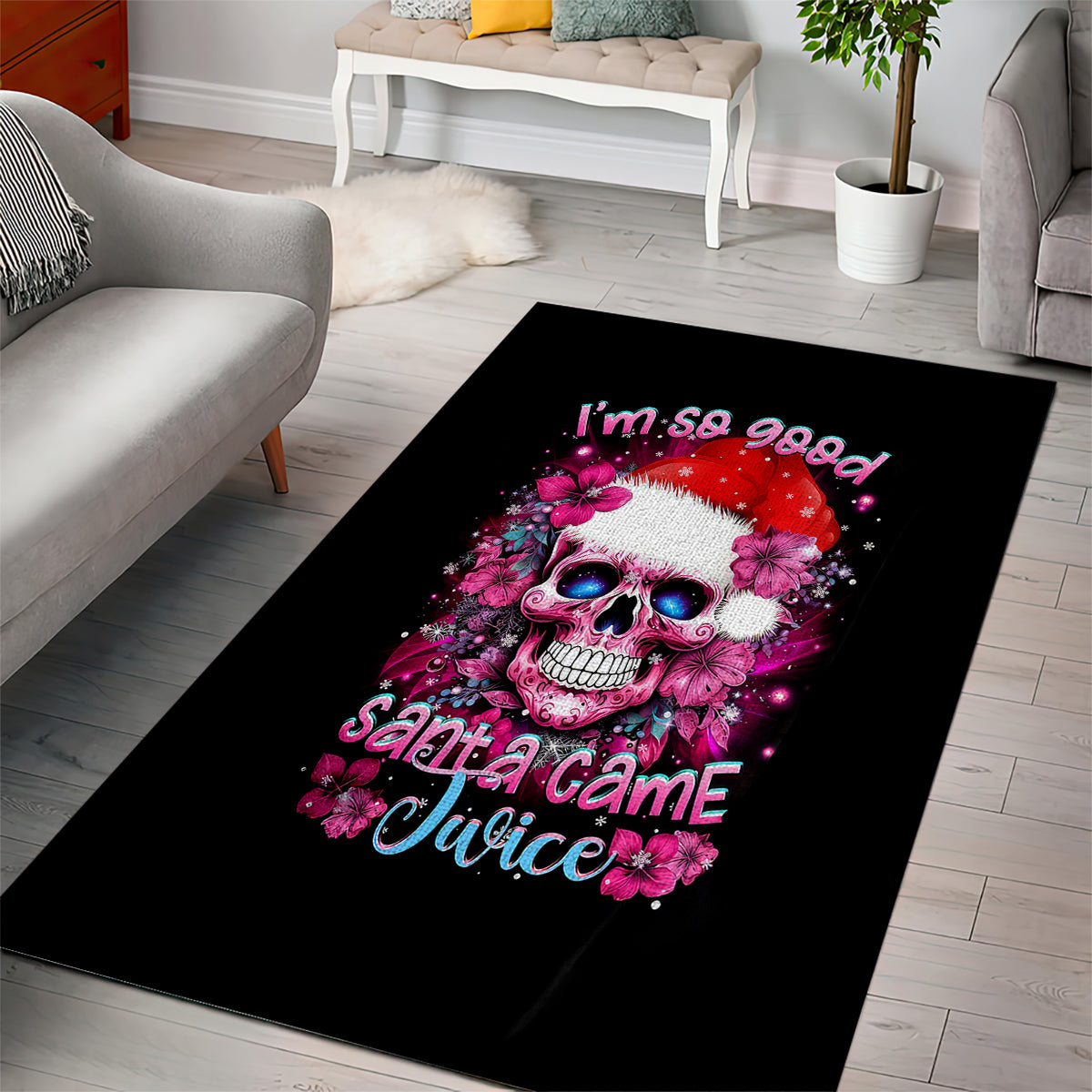 Skull Santa Claus Area Rug I'm So Good Santa Came Juice - Wonder Print Shop