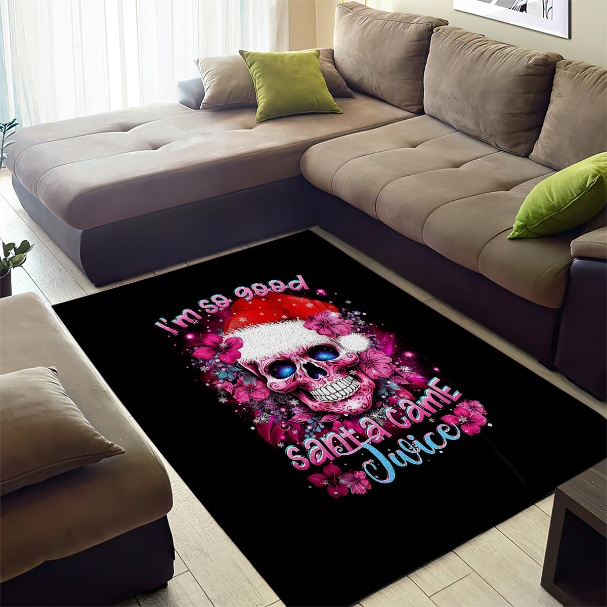 Skull Santa Claus Area Rug I'm So Good Santa Came Juice - Wonder Print Shop