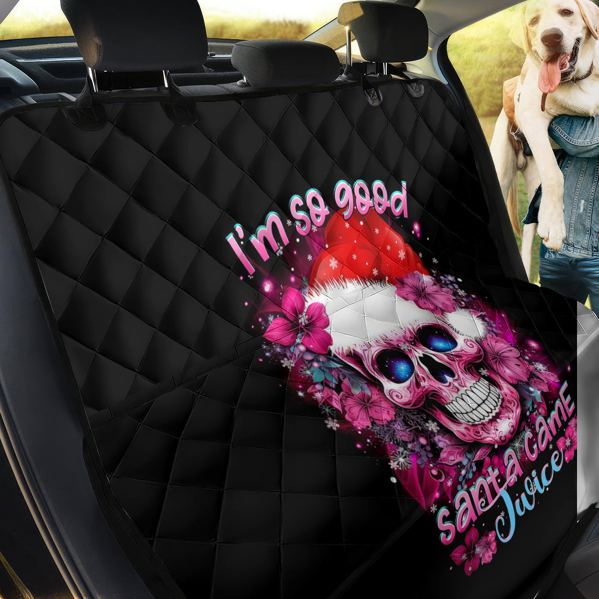 Skull Santa Claus Back Car Seat Cover I'm So Good Santa Came Juice - Wonder Print Shop