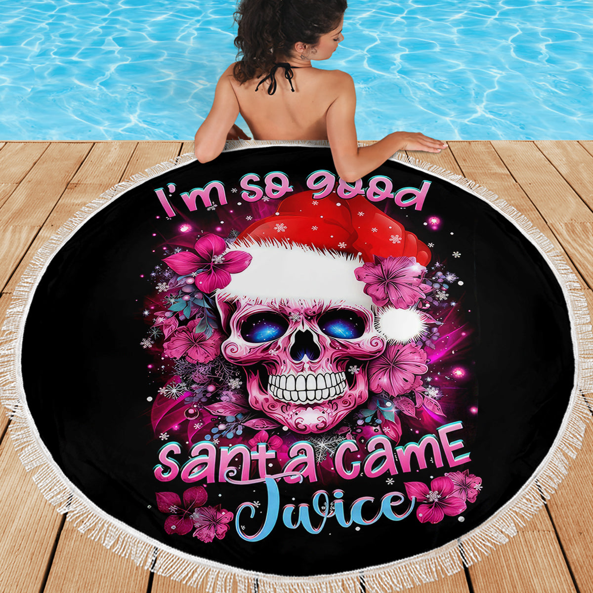Skull Santa Claus Beach Blanket I'm So Good Santa Came Juice - Wonder Print Shop