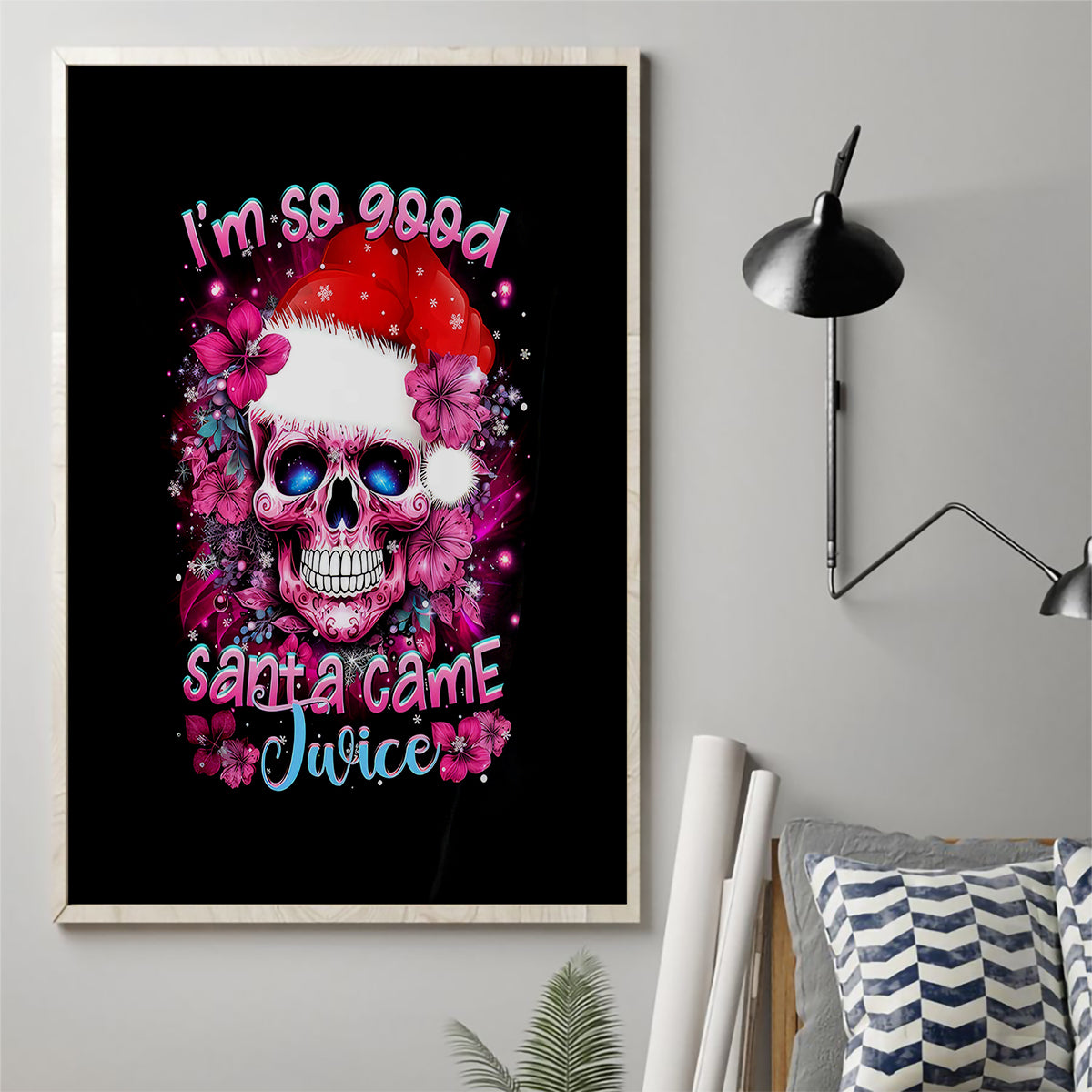 Skull Santa Claus Canvas Wall Art I'm So Good Santa Came Juice - Wonder Print Shop