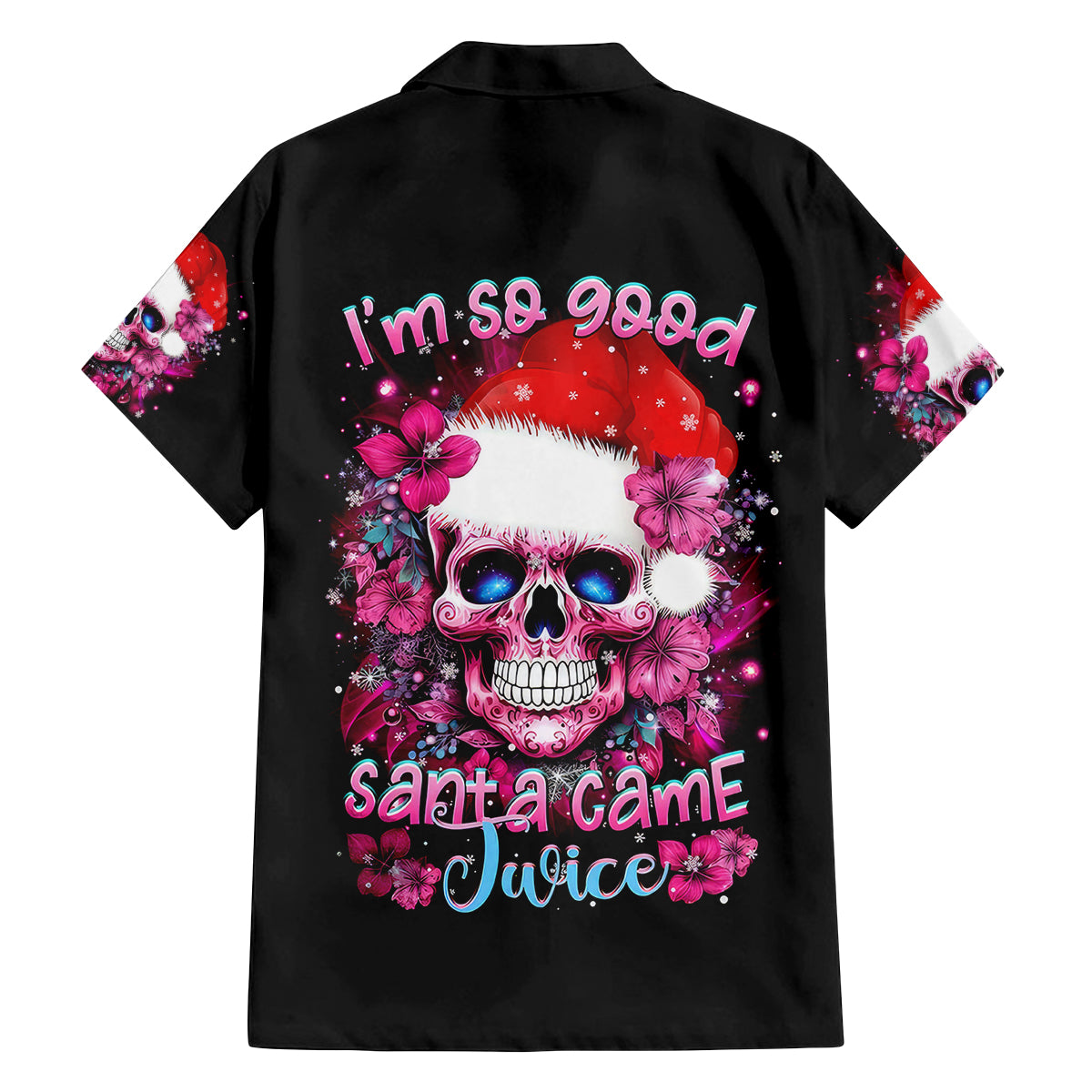 Skull Santa Claus Family Matching Long Sleeve Bodycon Dress and Hawaiian Shirt I'm So Good Santa Came Juice - Wonder Print Shop