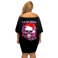 Skull Santa Claus Family Matching Off Shoulder Short Dress and Hawaiian Shirt I'm So Good Santa Came Juice - Wonder Print Shop