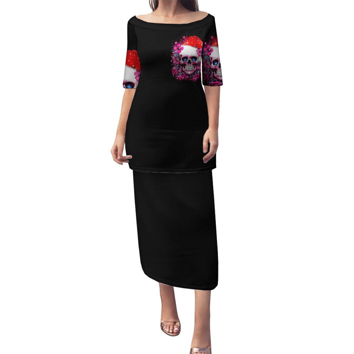 Skull Santa Claus Family Matching Puletasi Dress and Hawaiian Shirt I'm So Good Santa Came Juice - Wonder Print Shop