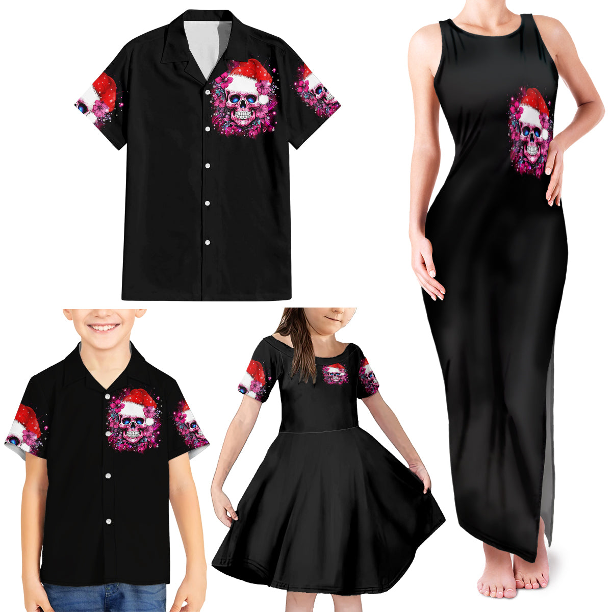 Skull Santa Claus Family Matching Tank Maxi Dress and Hawaiian Shirt I'm So Good Santa Came Juice - Wonder Print Shop