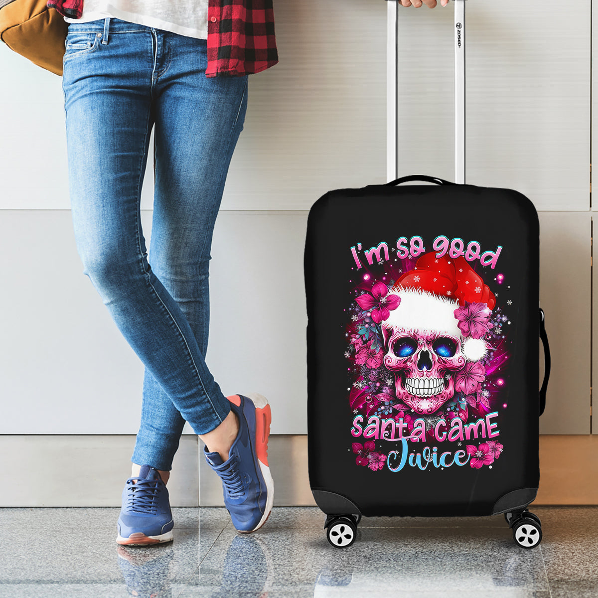 Skull Santa Claus Luggage Cover I'm So Good Santa Came Juice - Wonder Print Shop