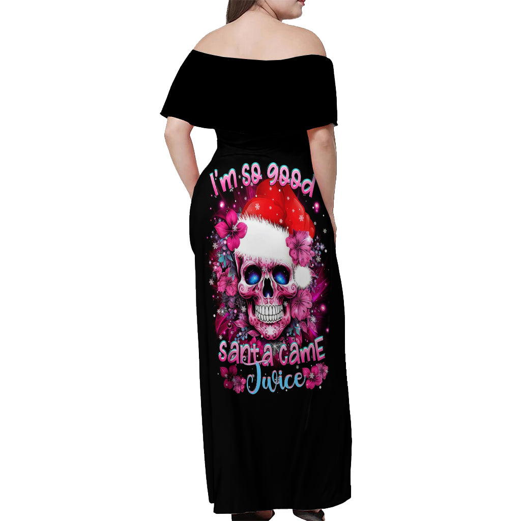Skull Santa Claus Off Shoulder Maxi Dress I'm So Good Santa Came Juice - Wonder Print Shop