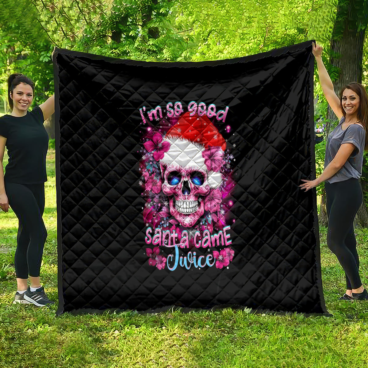 Skull Santa Claus Quilt I'm So Good Santa Came Juice - Wonder Print Shop