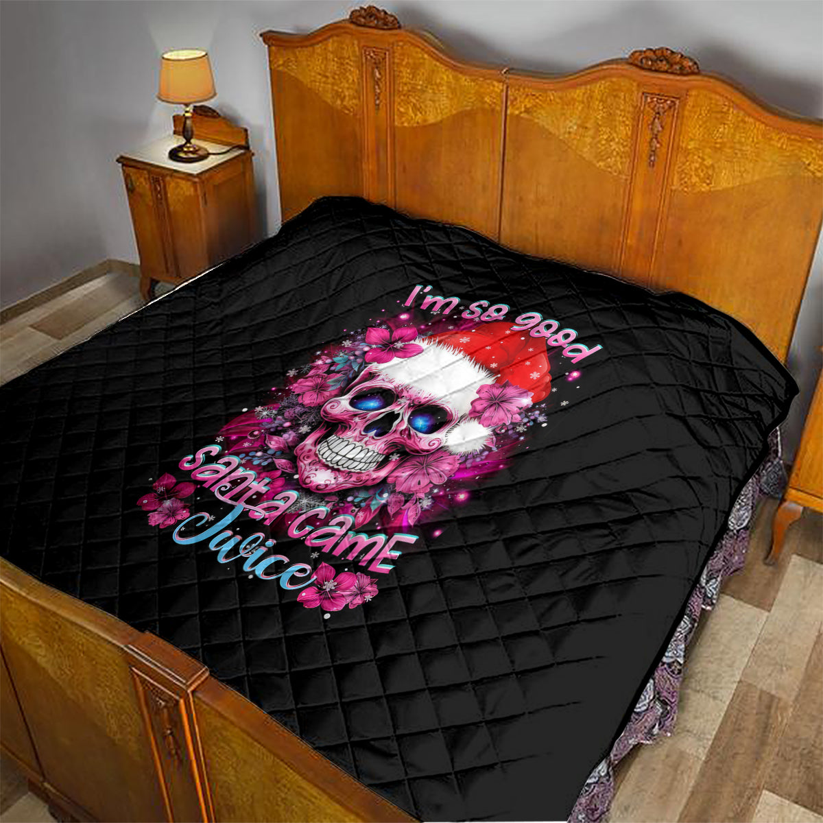 Skull Santa Claus Quilt I'm So Good Santa Came Juice - Wonder Print Shop