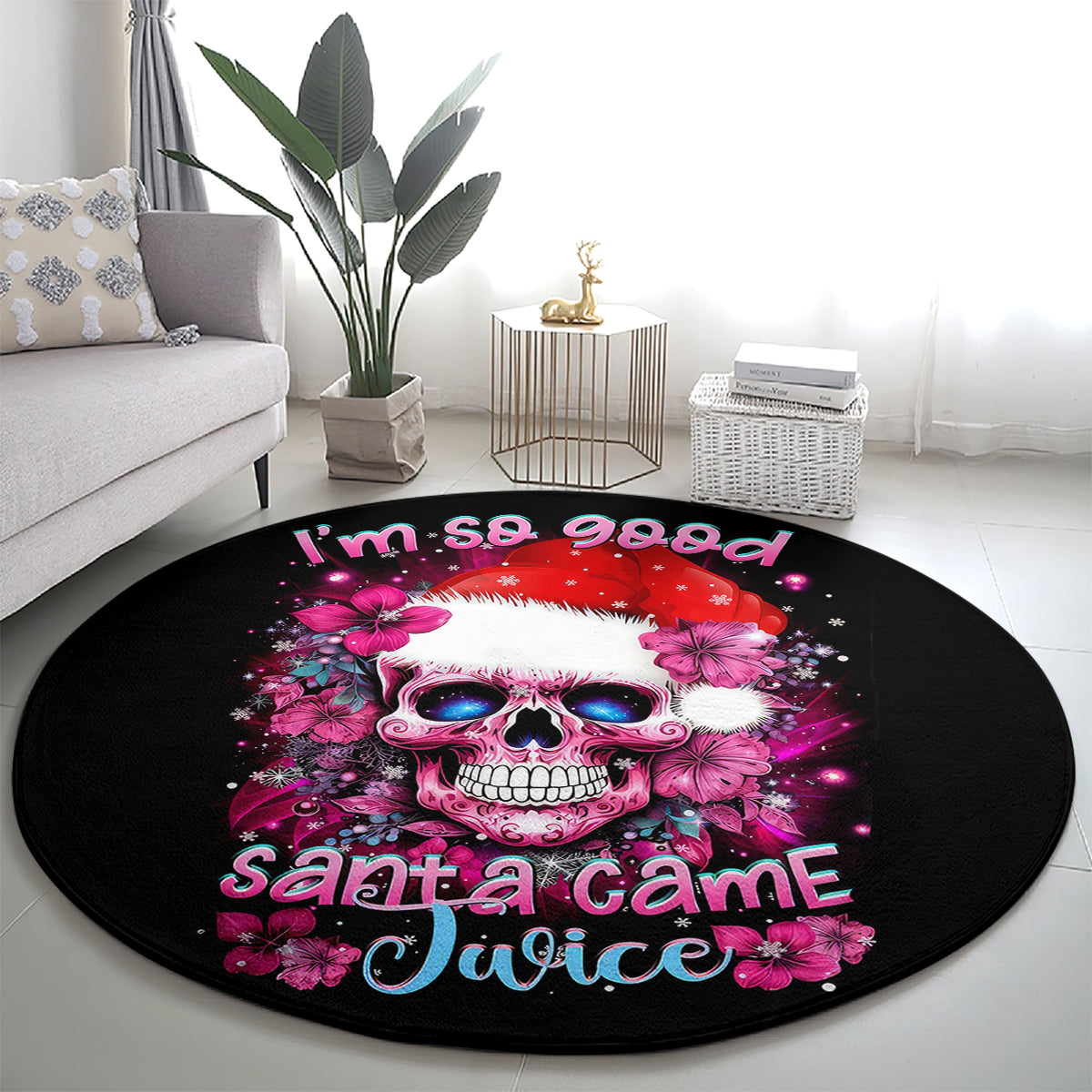 skull-santa-claus-round-carpet-im-so-good-santa-came-juice