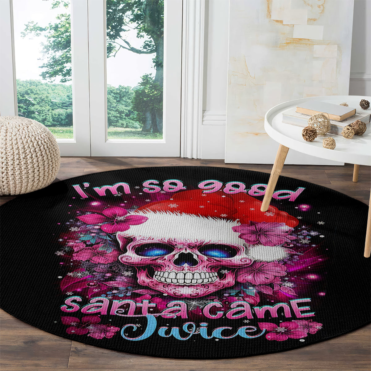skull-santa-claus-round-carpet-im-so-good-santa-came-juice