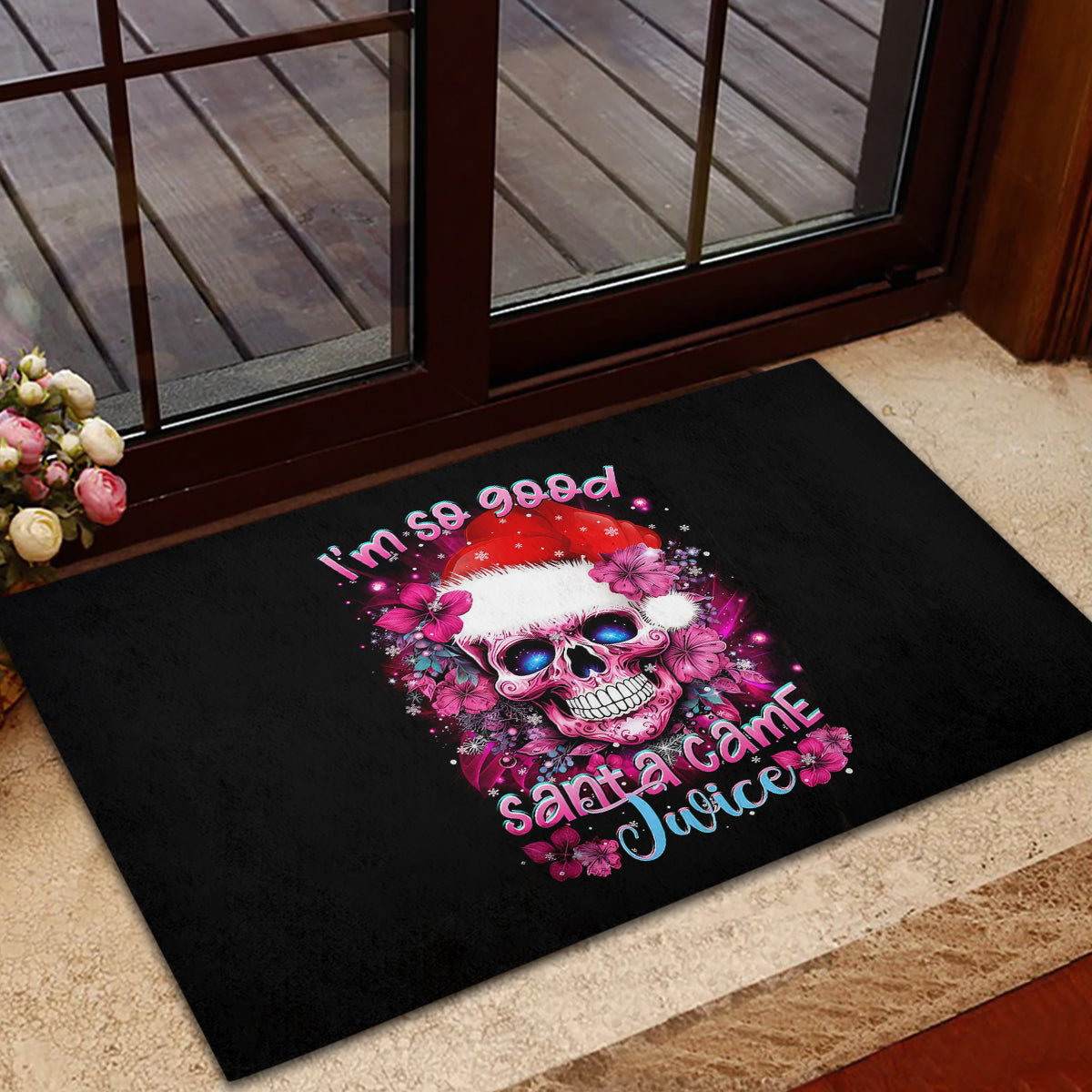 Skull Santa Claus Rubber Doormat I'm So Good Santa Came Juice - Wonder Print Shop