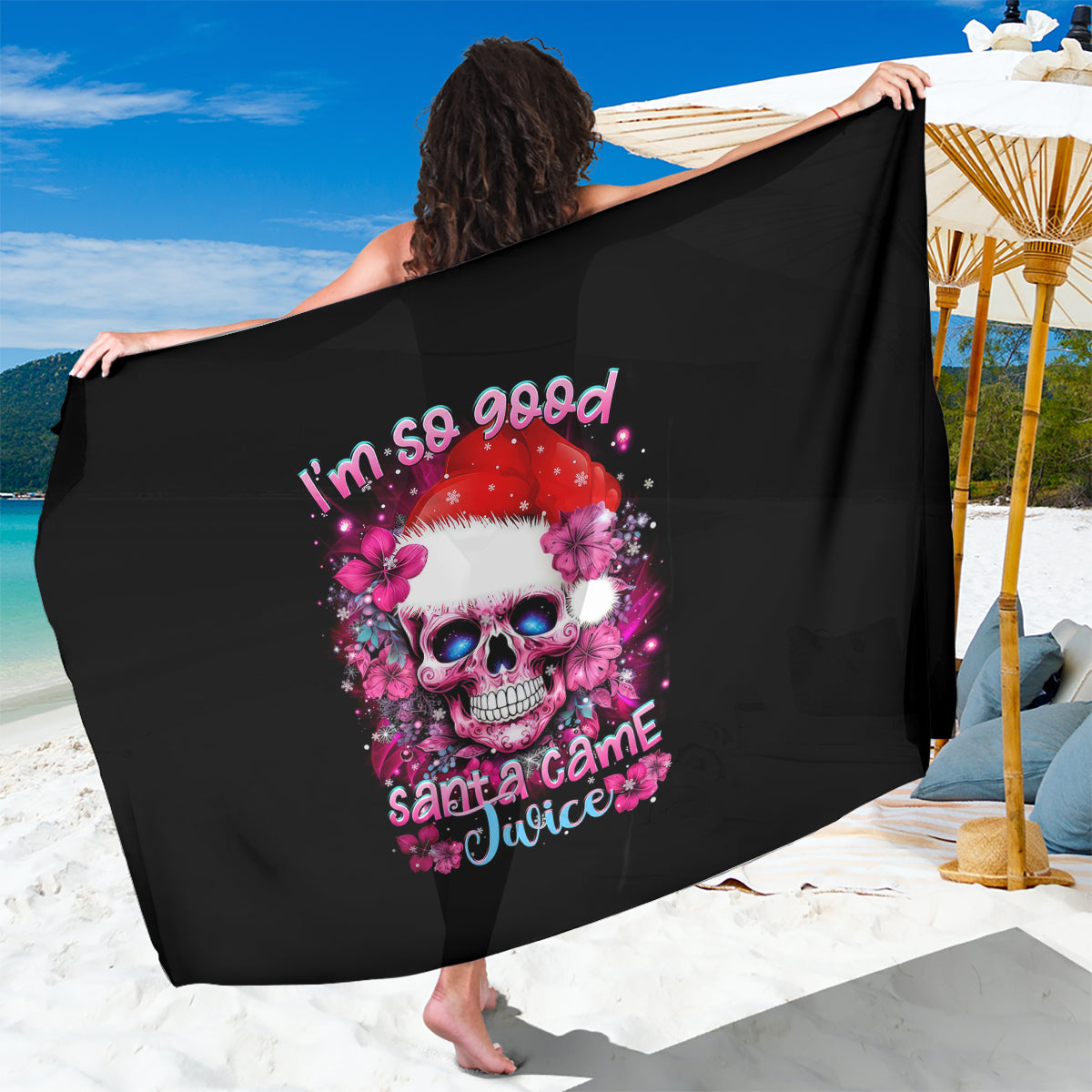 Skull Santa Claus Sarong I'm So Good Santa Came Juice - Wonder Print Shop