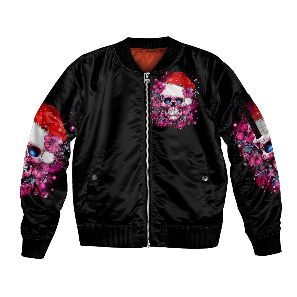 Skull Santa Claus Sleeve Zip Bomber Jacket I'm So Good Santa Came Juice - Wonder Print Shop