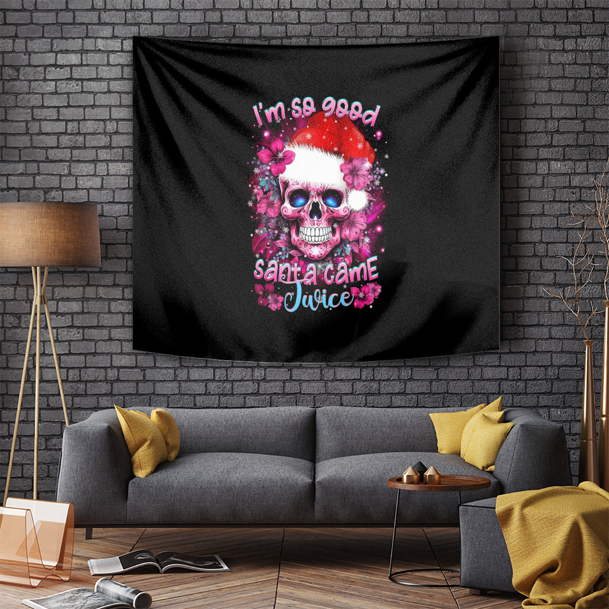 Skull Santa Claus Tapestry I'm So Good Santa Came Juice - Wonder Print Shop