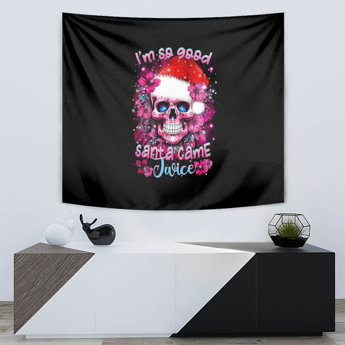 Skull Santa Claus Tapestry I'm So Good Santa Came Juice - Wonder Print Shop