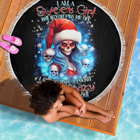 Skull Santa Girl Beach Blanket Iam A Sweet Girl But If You Piss Me Off, I Alway Full Of Crazy - Wonder Print Shop