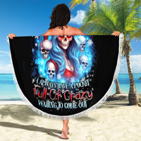 Skull Santa Girl Beach Blanket Iam A Sweet Girl But If You Piss Me Off, I Alway Full Of Crazy - Wonder Print Shop